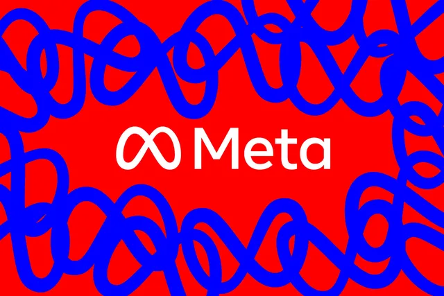 Meta 标志在红色背景上的图片。